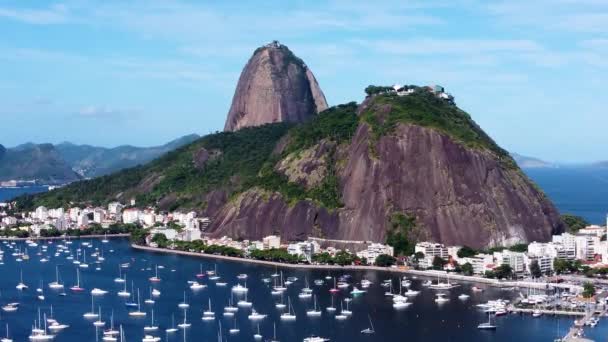Sugarloaf Mountain View Urca Rio Janeiro Coastal City Brazil Beach — Video Stock