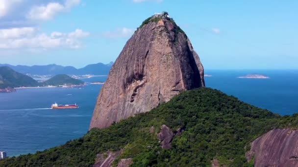 Sugarloaf Mountain View Urca Rio Janeiro Coastal City Brazil Beach — Stock Video