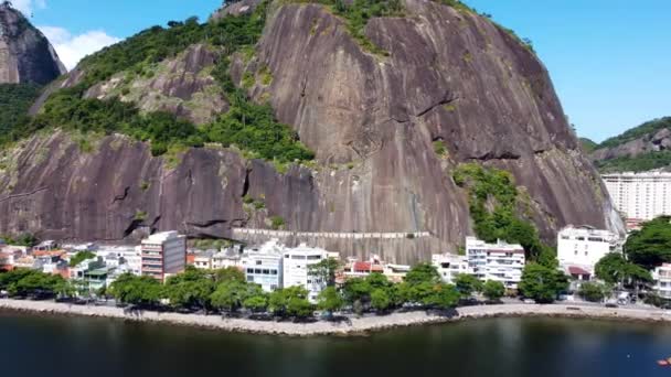 Sugarloaf Mountain View Urca Rio Janeiro Coastal City Brazil Beach — Stock Video