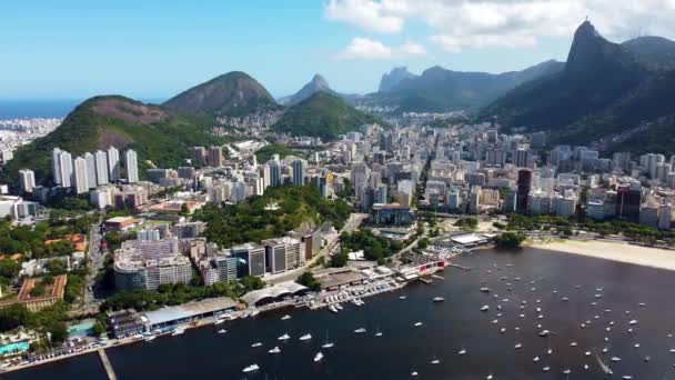 Cityscape Guanabara Bay Hill Scen Gemenskap Rio Janeiro Kust Stad — Stockvideo