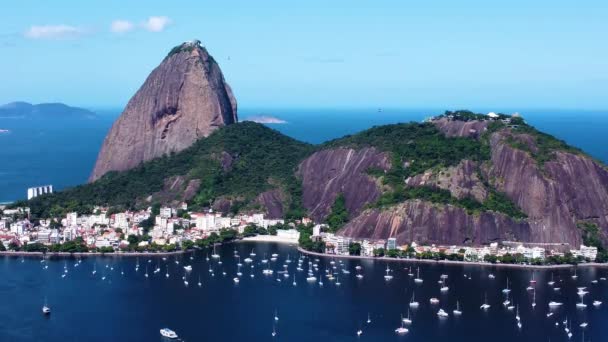 Гора Sugarloaf Mountain View Urca Rio Janeiro Coast City Brazil — стокове відео