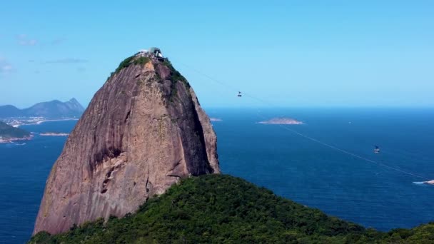 Pao Acucar Θέα Κοντά Στην Παραλία Urca Sugarloaf Mountain Ρίο — Αρχείο Βίντεο