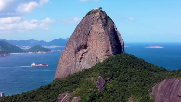 Seascape Της Παραλίας Botafogo Sugarloaf Θέα Στο Βουνό Ρίο Ντε — Αρχείο Βίντεο