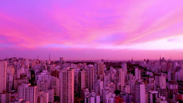Vista Del Paisaje Urbano Puesta Sol Ciudad Urbana Sao Paulo — Vídeo de stock