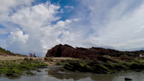 Национальный Парк Пляжа Jericoacoara Ceara Brazil Seascape View Holed Stone — стоковое видео