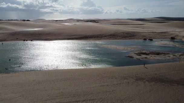 Вид Дюны Пляже Jericoacoara Сеара Бразилия Идиллический Вид Лагуны Вид — стоковое видео