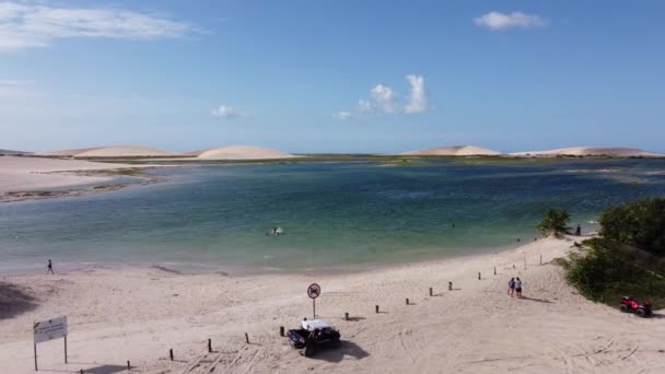 Kustscène Van Jericoacoara Duinen Ceara Brazilië Uitzicht Het Strand Kustscène — Stockvideo