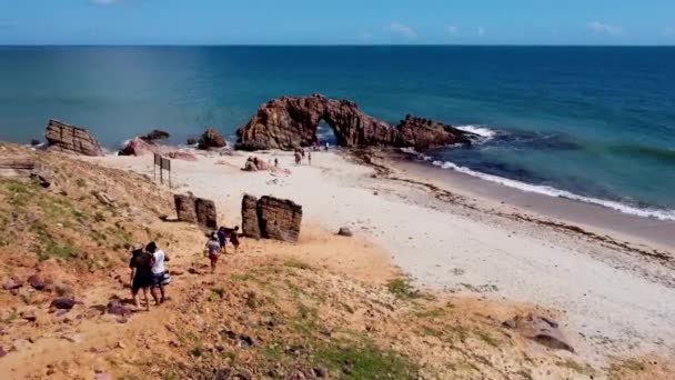 Nationaal Park Van Jericoacoara Strand Ceara Brazilië Zeegezicht Van Holed — Stockvideo