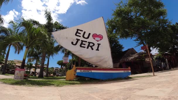 Látnivalók Központi Tér Jericoacoara Ceara Brazília Postai Kártya Turizmus Városban — Stock videók