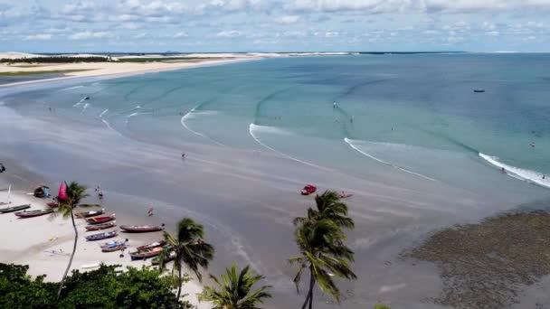 Eksotisk Destination Jericoacoara Strand Ceara Brasilien Tropiske Scene Klitter Eksotisk – Stock-video