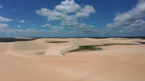 Tropisch Zandstrand Uitzicht Duinen Bij Jericoacoara Ceara Brazilië Tropisch Zandstrand — Stockvideo