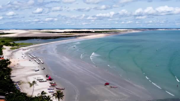 Exotická Destinace Pláže Jericoacoara Ceara Brazílie Tropická Scéna Duny Exotická — Stock video