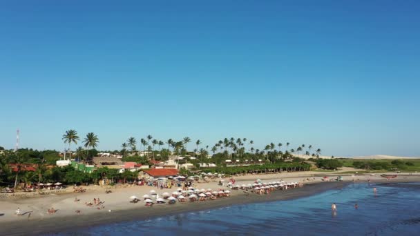 Vista Litorânea Praia Jericoacoara Ceará Brasil Cena Tropical Beira Mar — Vídeo de Stock