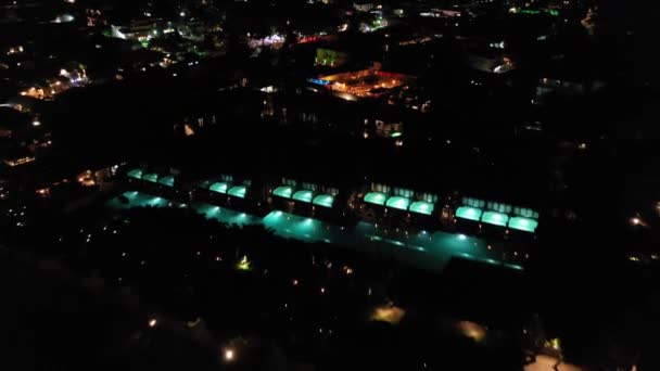 Night Aerial View Village Jericoacoara Ceara Brazil Illuminated View Night — Stock Video