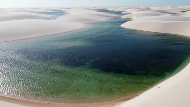 Dunas Paradisíacas Del Desierto Las Lagunas Lencois Maranhenses Maranhao Brasil — Vídeos de Stock