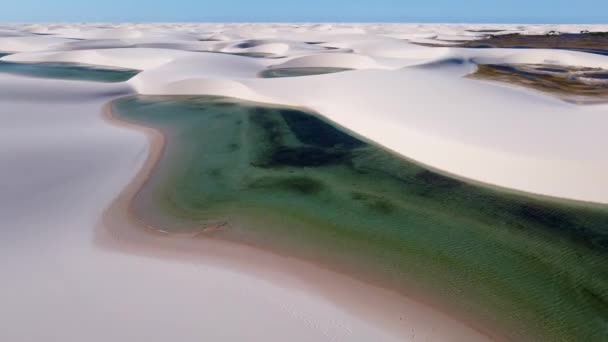 Paradisiac Pouštní Duny Lencois Maranhenses Laguny Maranhao Brazílie Paradisiac Pouštní — Stock video