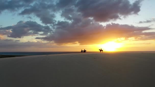 Apus Soare Deșertul Lencois Maranhenses Parcul Național Maranhao Apus Soare — Videoclip de stoc