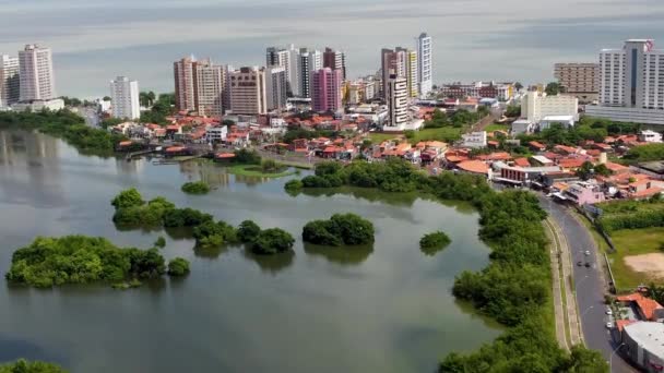 Jezerní Scéna Městě Sao Luis Maranhao Brazílie Pohled Město Města — Stock video