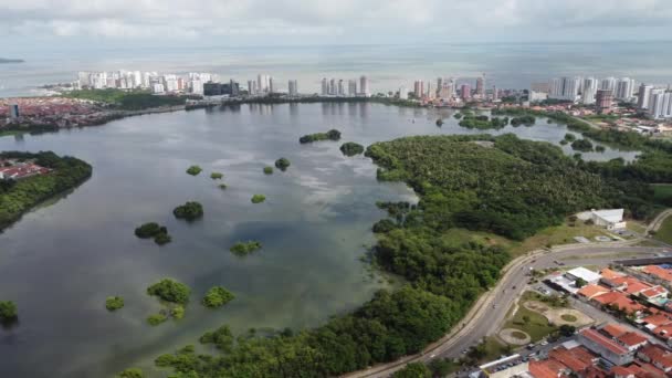 Jezerní Scéna Městě Sao Luis Maranhao Brazílie Pohled Město Města — Stock video
