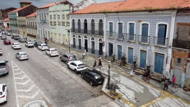 Edificios Históricos Ciudad Sao Luis Maranhao Brasil Paisaje Urbano Avenida — Vídeos de Stock