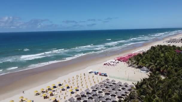 Widok Morze Parasole Plaży Fortaleza Miasta Ceara Brazylia Widok Morze — Wideo stockowe
