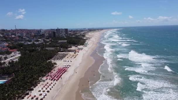 Scena Del Centro Della Spiaggia Fortaleza Ceara Brasile Edifici Vista — Video Stock