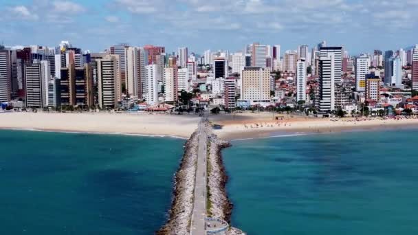 Vista Baixa Praia Fortaleza Ceará Brasil Cena Avenida Costeira Vista — Vídeo de Stock