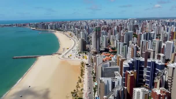 Scène Centre Ville Plage Fortaleza Ceara Brésil Vue Des Bâtiments — Video