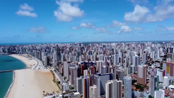 Downtown Scen Fortaleza Stranden Ceara Brasilien Byggnader Utsikt Över Kustavenyn — Stockvideo