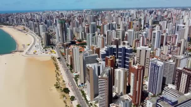 Cena Praia Cidade Fortaleza Ceará Brasil Cityscape View Skyscrapers Beach — Vídeo de Stock