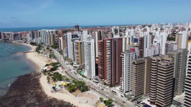 Downtown Scene Van Fortaleza Strand Ceara Brazilië Gebouwen Uitzicht Kust — Stockvideo