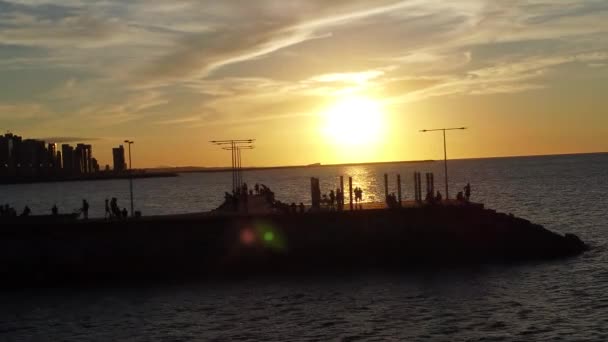 Baie Scène Coucher Soleil Sur Plage Dans Ville Fortaleza Ceara — Video