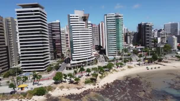 Cena Praia Cidade Fortaleza Ceará Brasil Cityscape View Skyscrapers Beach — Vídeo de Stock
