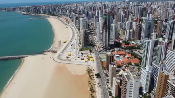 Cena Costeira Beira Mar Cidade Fortaleza Ceará Brasil Cityscape Beach — Vídeo de Stock