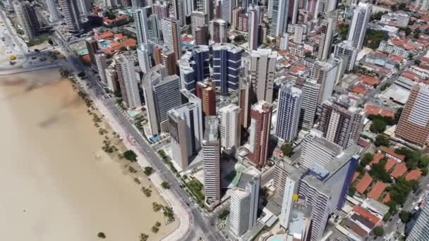 Pantai Adegan Tepi Laut Fortaleza Kota Ceara Brasil Cityscape Beach — Stok Video