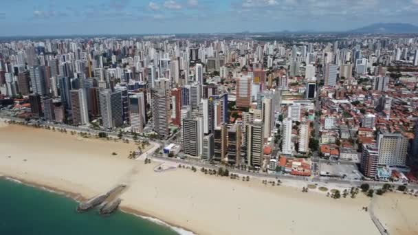 Vista Baixa Praia Fortaleza Ceará Brasil Cena Avenida Costeira Vista — Vídeo de Stock