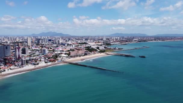 Paisaje Marítimo Playa Fortaleza Ceara Brasil Rascacielos Vista Avenida Ciudad — Vídeos de Stock