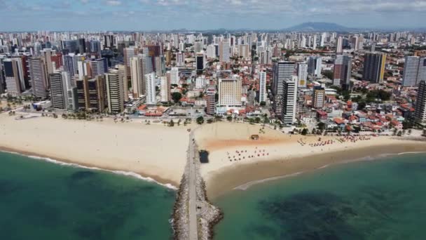 Vista Baixa Praia Fortaleza Ceará Brasil Cena Avenida Costeira Vista — Vídeo de Stock