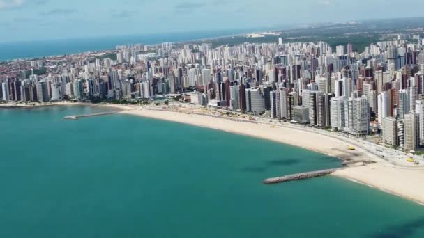 Paisaje Marítimo Playa Fortaleza Ceara Brasil Rascacielos Vista Avenida Ciudad — Vídeos de Stock