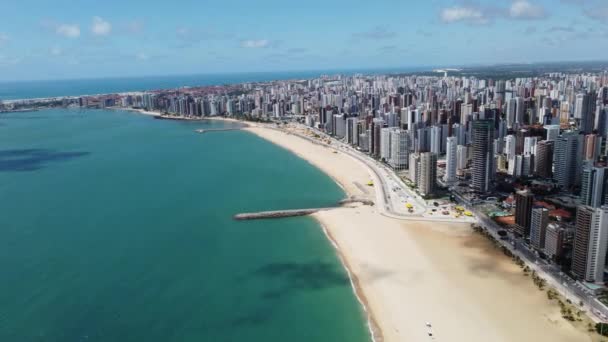 Seascape Fortaleza Beach Ceará Brasil Skyscrapers View Avenue City Seascape — Vídeo de Stock