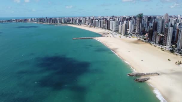 Seascape Fortaleza Beach Ceara Βραζιλία Ουρανοξύστες Θέα Στη Λεωφόρο Στην — Αρχείο Βίντεο