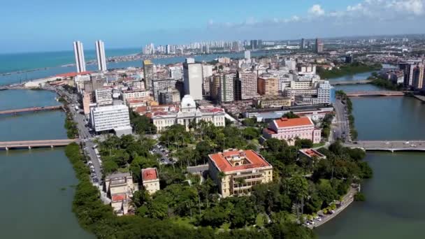 Sahildeki Recife Pernambuco Brezilya Manzarası Şehir Merkezi Sahnesi Sahildeki Recife — Stok video