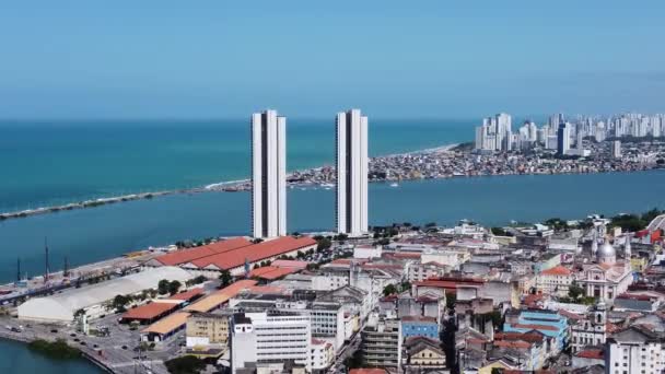Vistas Panorámicas Recife Capital Pernambuco Brasil Paisaje Céntrico Vista Del — Vídeo de stock