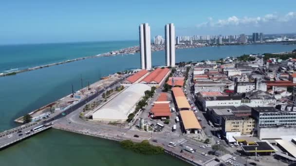 Veduta Panoramica Recife Capitale Del Pernambuco Brasile Paesaggio Del Centro — Video Stock