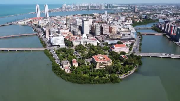 Metropole View Recife Coastal City Pernambuco Brasil Marco Zero Famoso — Vídeo de Stock