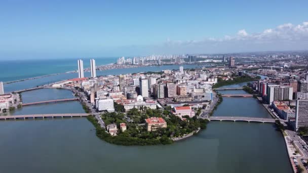 Metropoli Vista Della Città Costiera Recife Pernambuco Brasile Marco Zero — Video Stock