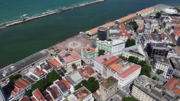 Вид Прибрежный Город Ресифи Пернамбуку Бразилия Marco Zero Famous Square — стоковое видео