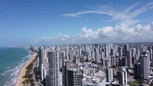 Paisaje Urbano Playa Recife Pernambuco Brasil Vista Mar Ciudad Paisaje — Vídeos de Stock