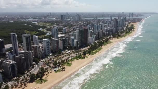 Cidade Praia Recife Pernambuco Brasil Vista Paisagem Marinha Cidade Cidade — Vídeo de Stock