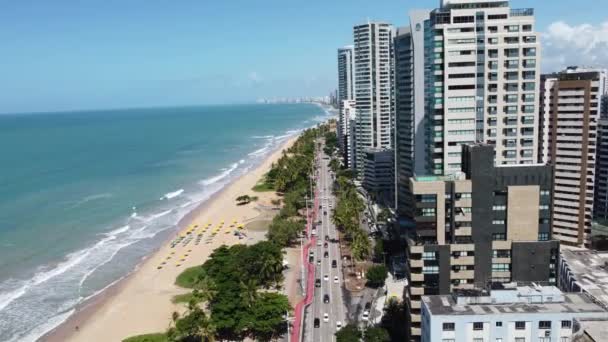 Pejzaż Miejski Plaży Recife Pernambuco Brazylia Widok Morze Mieście Krajobraz — Wideo stockowe